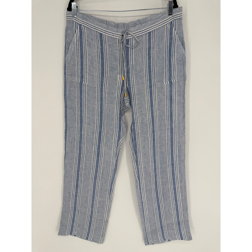 HELEN JON MARINA PANT ANDORRA STRIPE LARGE NWT LINEN COASTAL RESORTWEAR BEACH